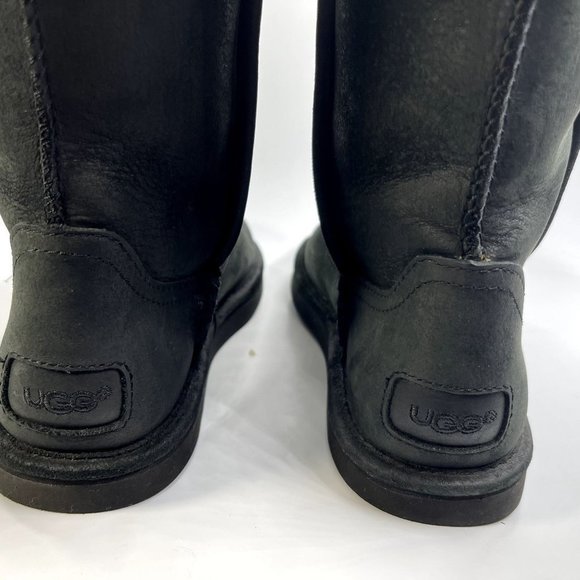 UGG AUSTRALIA WILOWE BLACK LEATHER BIKER BOOTS  Size US 7 EUR 38 - Picture 6 of 13